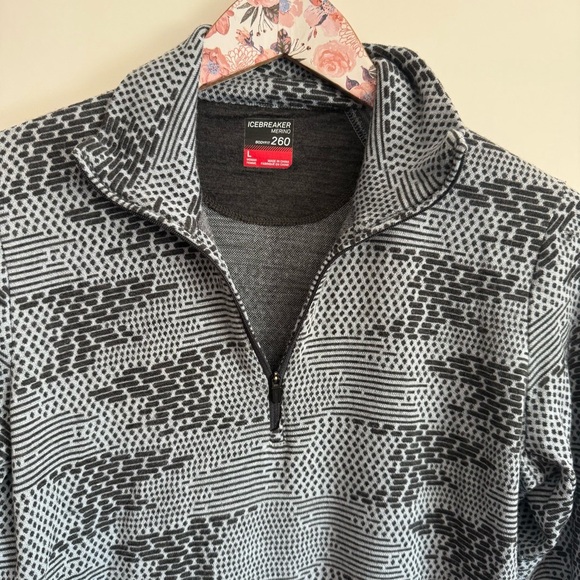 ICEBREAKER Vertex Gray Flurry Merino Wool BodyFit 260 Women’s Large Knit Top LS - Picture 2 of 8